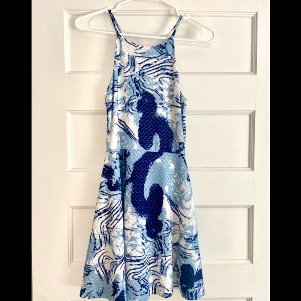 Aqua Blue Patterned Dress